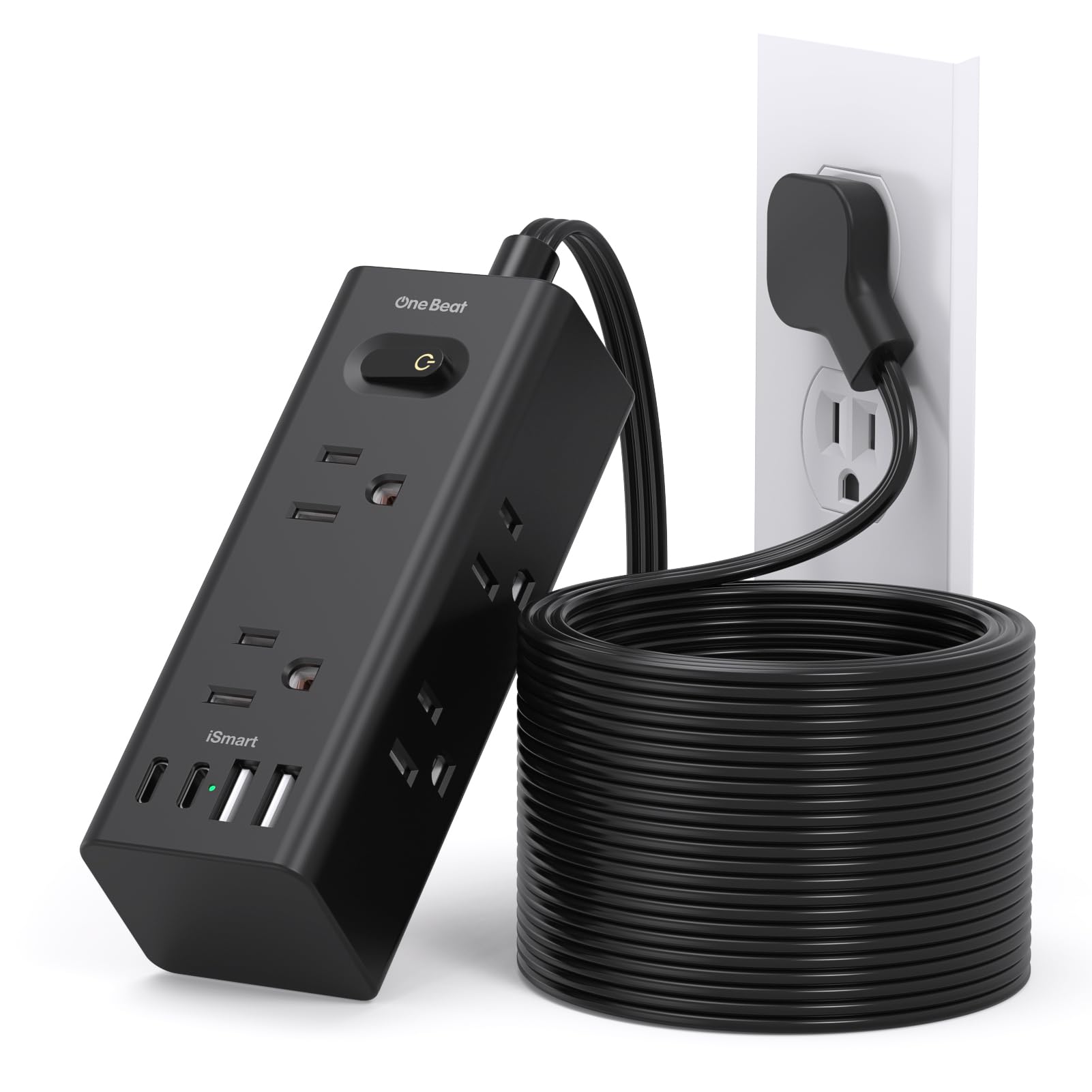 One Beat 20Ft Extension Cord with Multiple Outlets,Flat Plug Power Strip