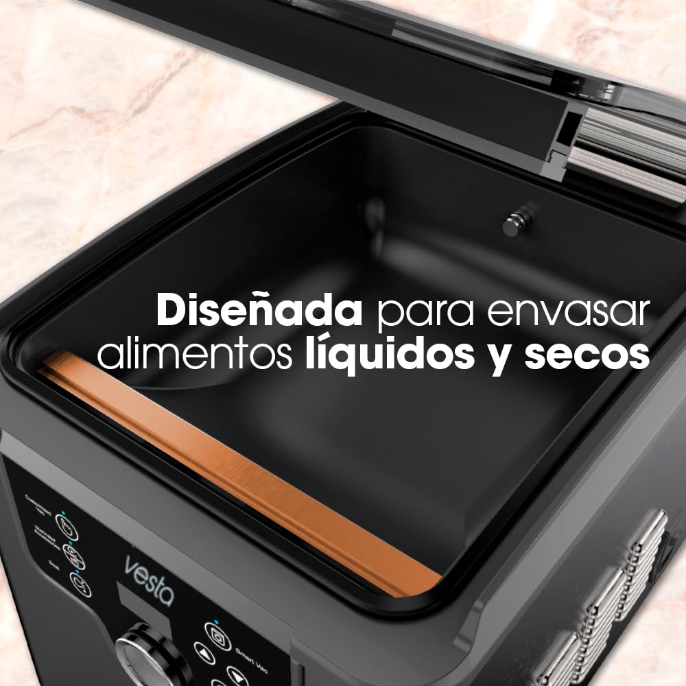 Vesta Precision Envasadora Profesional de Campana para Uso Intensivo y Envasado de Líquidos con 26cm Barra de Sellado, Bomba de Aceite 8 m³/h