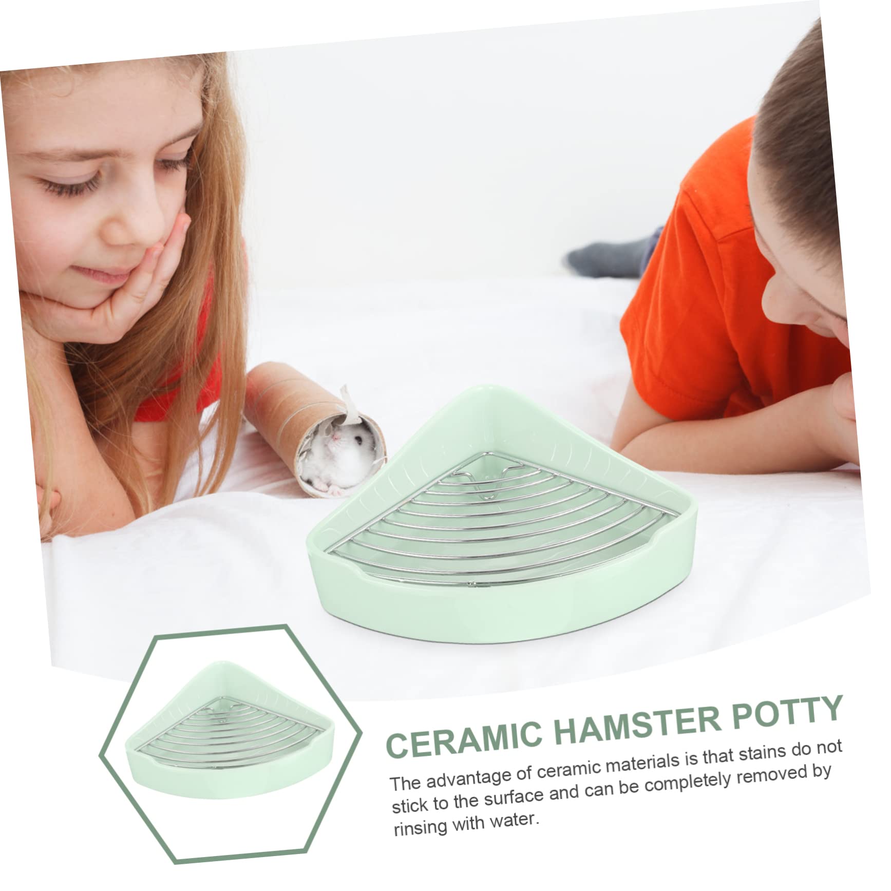 Garneck Toilette per Coniglietto in Ceramica Triangolare Antiruggine e Antimacchia, Lettiera per Cavie e Criceti Piccoli Animali, Adatta per Bagno o Ufficio