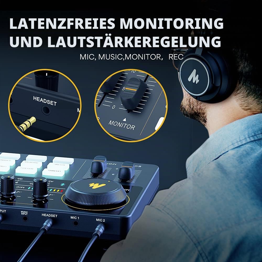 MAONO Maonocaster Lite Portable ALL-IN-ONE Podcast Produktionsstudio mit Mikrofon für Gitarre, Live-Streaming, PC, Aufnahme und Gaming (AU-AM200-S6)