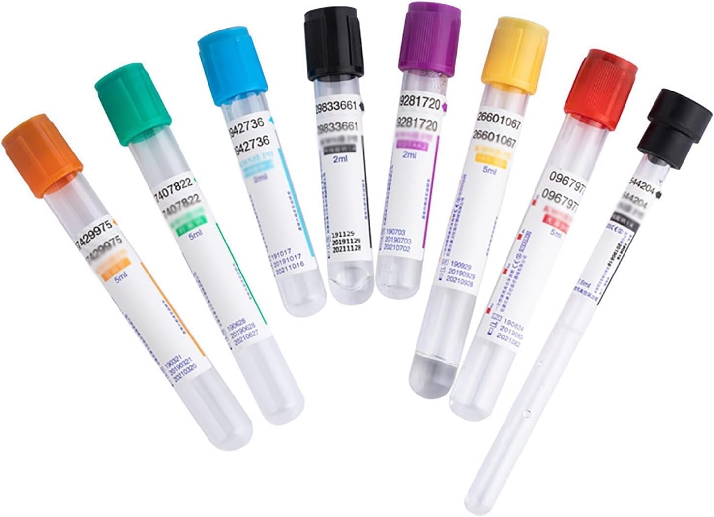 Genérico 100 Piezas De Tubos De RecoleccióN De Sangre Al VacíO, Tubos De PresióN Negativa Al VacíO Desechables, Tubos De RecoleccióN De Sangre con AnticoagulacióN con Citrato De Sodio 1:9,10ml