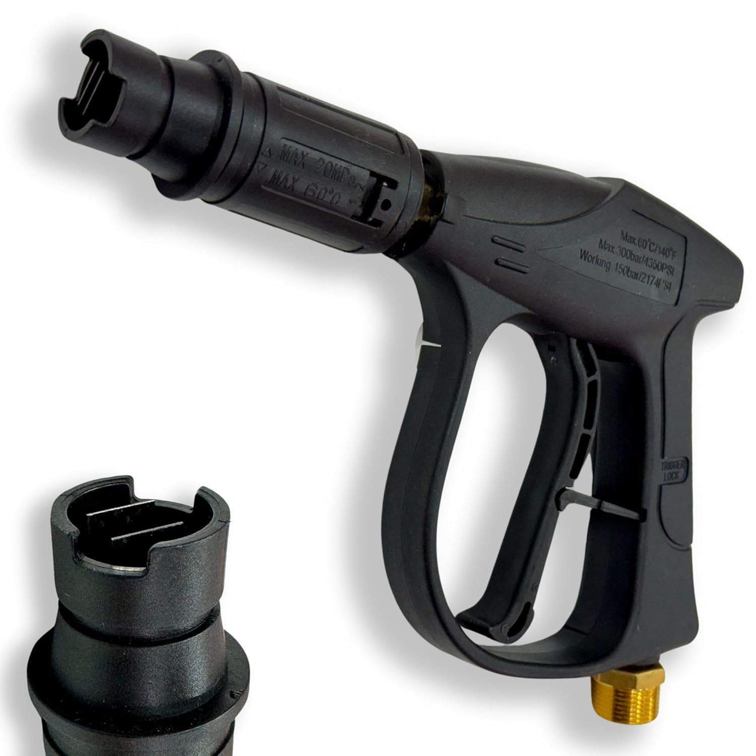 Heavy Duty Universal High Pressure Water Gun | Max. 300 Bar Power | Max. 4350 PSI Pressure | Adjustable Nozzle | Compatible with Most Pressure Washer Brands (Pack of 1) (Universal)