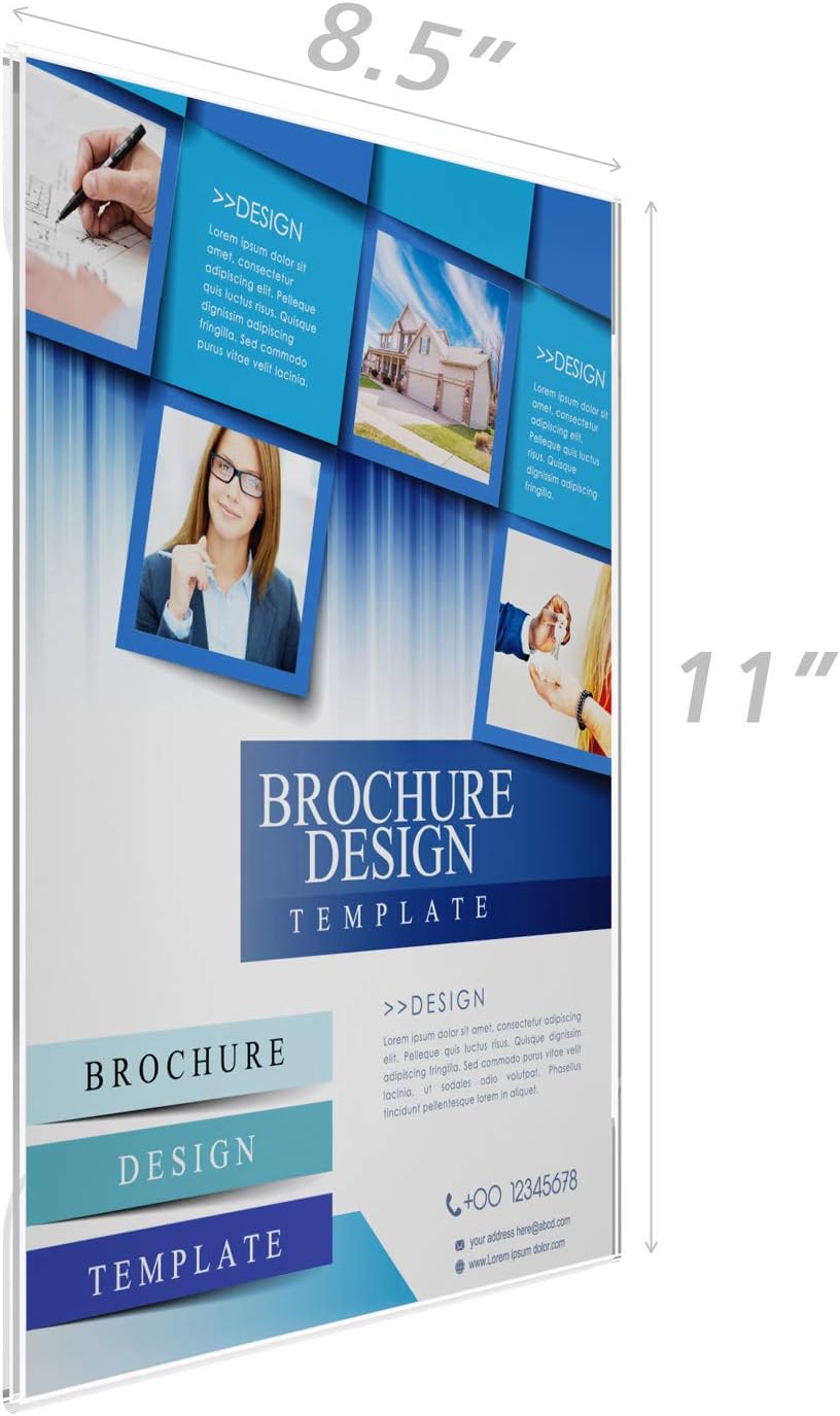 OfficeMajor Acrylic Sign Holder 8.5x11 - Wall Mount Sign Holder with 3M Tape Adhesive Office Door Sign Plastic Frame Wall Sign Holder Clear Wall Mount Frame (Box of 10) : Office Products