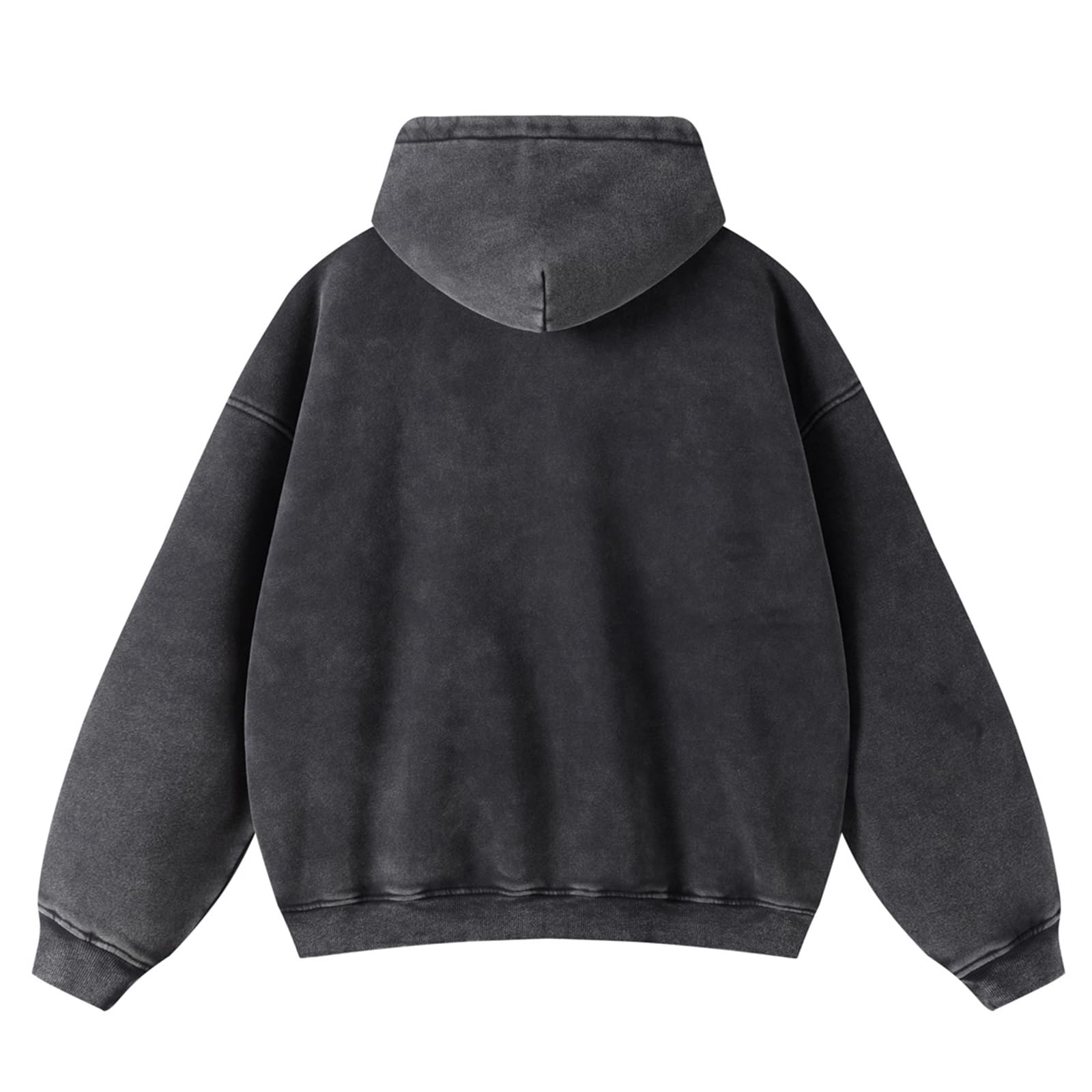 HOUZONIY Herren Fleece-Kapuzenpulli mit durchgehendem Reißverschluss Oversized Basic Zip Hoodie Y2k Hip Hop Sweatjacke Unisex mit Kapuze Pullover Jacke