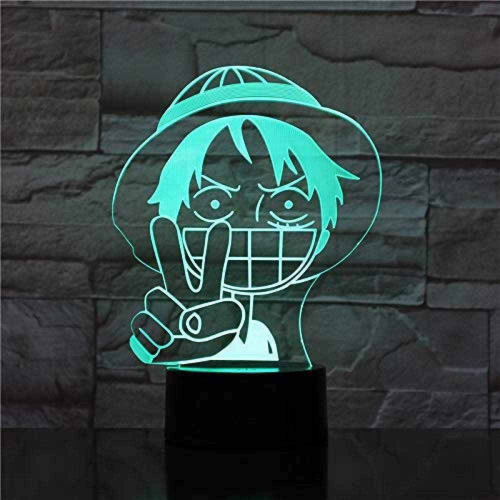 BPA 3D LED Night Light Lamp One Piece Monkey D Luffy Figure Bedroom Decor Light Base Kids Bedroom Atmosphere Baby Birth Gift 16 Colors
