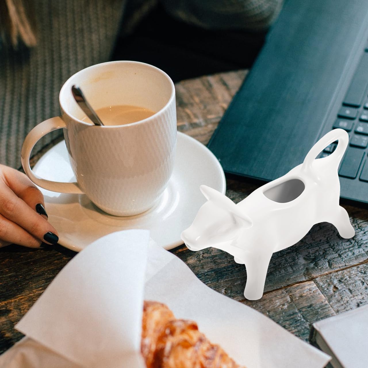 Milchkanne Kuh MilchkäNnchen Kuh Porzellan: 40ML Milchkännchen Kleine Milchkanne Espressogießer Aufschäumkännchen Klein Espresso Kännchen zum Milchaufschäumen Milch Pitcher Klein für Cappuccino Latte