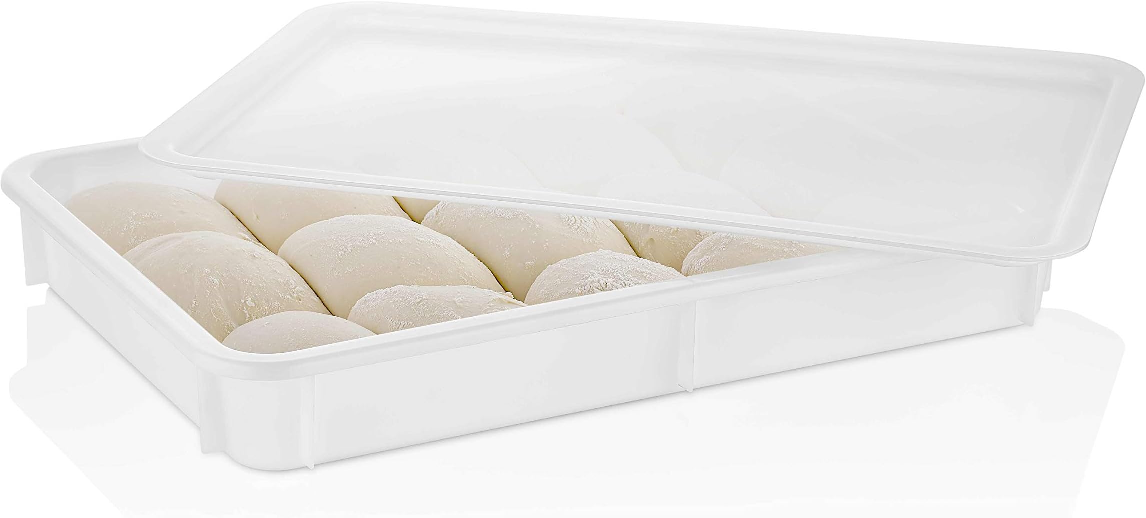 TemoWare Pizza Dough Proofing Box - Dough Tray With Lid White 600(L) x 400(W) x 100(H) mm