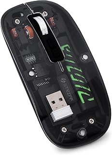 Sponsored Ad - STRIFF NEO-BLA Transparent Wireless and Bluetooth Rechargeable Mouse (BT5.2 + 2.5G-1600-DPI), USB Receiver,LED Battery Magic Silm for Noise-Free Clicking, Multi-Device Pair, Adjust Sensitivity