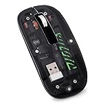 STRIFF NEO-BLA Transparent Wireless and Bluetooth Rechargeable Mouse (BT5.2 + 2.5G-1600-DPI), USB Receiver,LED Battery Magic Silm for Noise-Free Clicking, Multi-Device Pair, Adjust Sensitivity