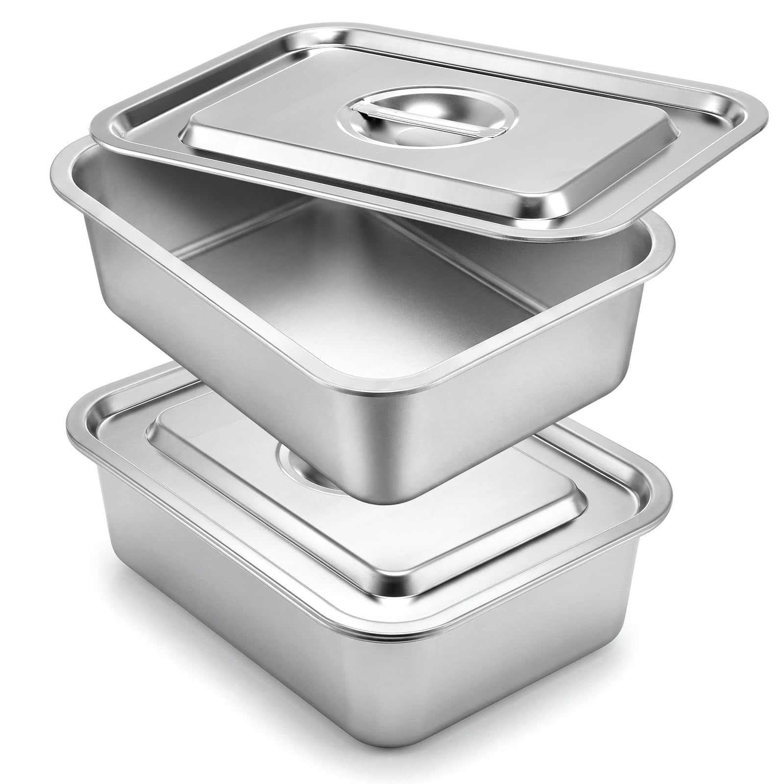 Stainless Steel Baking Pans with Lids - 2 Set -9