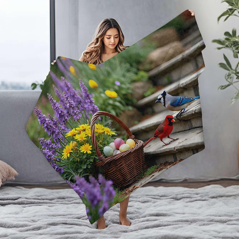 Plaid œufs de Pâques grand format couverture personnalisée flanelle pour soirées cocooning