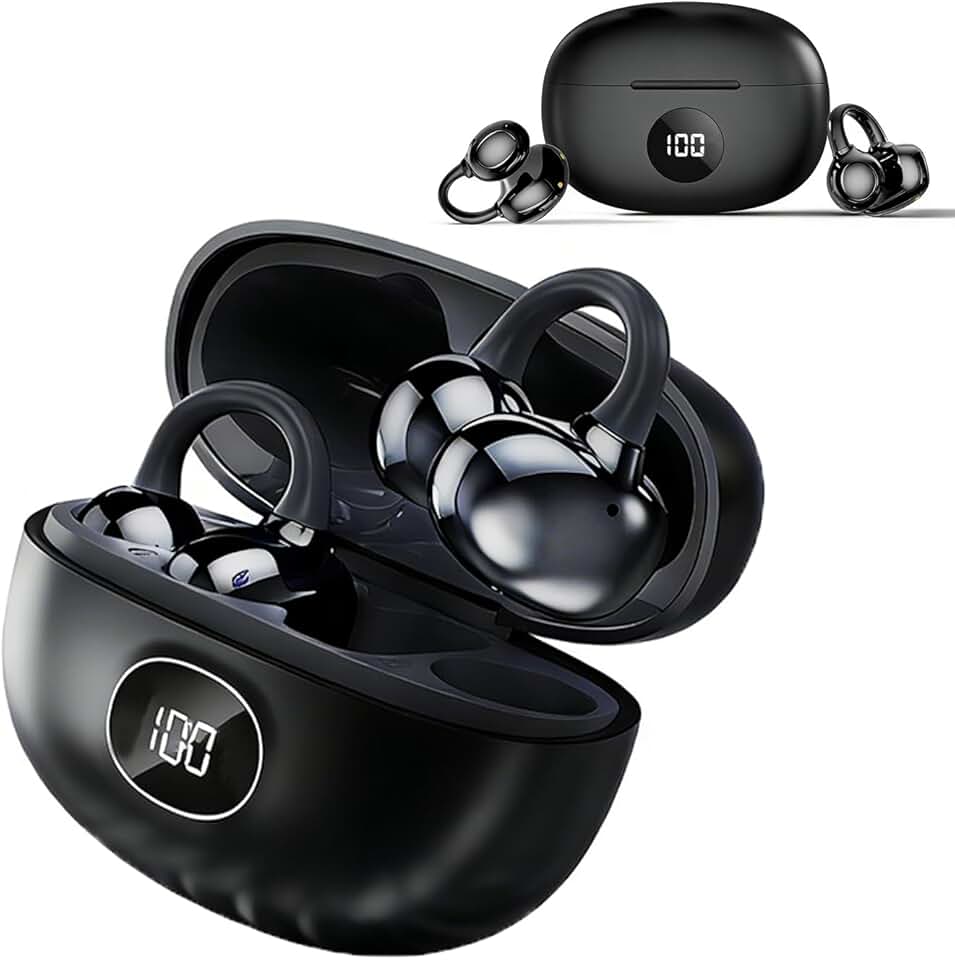 H'MASTON Fone de Ouvido Bluetooth Fone Corrida com Clipe Sem Fio Tws 5.4 com LED Digital Display para Esportivo Compatível com Xiaomi iOS Redmi Samsung