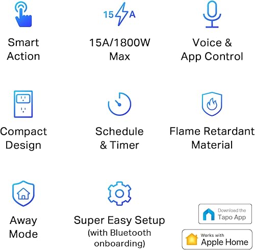 Miniatura 3 de TP-Link Tapo Apple HomeKit Smart Plug Mini, diseño compacto, 15 A1800 W máximo, súper fácil configuración, funciona con Siri, Alexa y Google Home,