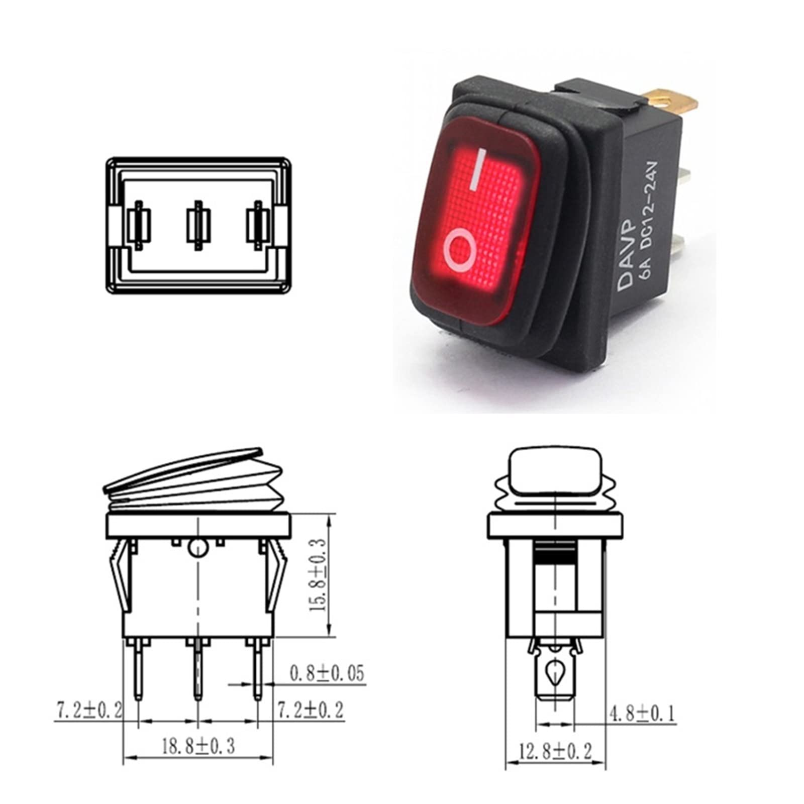 Interruttore KCD1 | Colore brillante e lucentezza - Indicatore luminoso