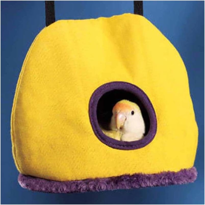 Stock Show Parrot Nest Plush Warm Winter Hanging Hammock Pet Bird Round Hanging Swing Bed Cave Cage Decor Small Animals House Hanging Hammock, Random Color, M