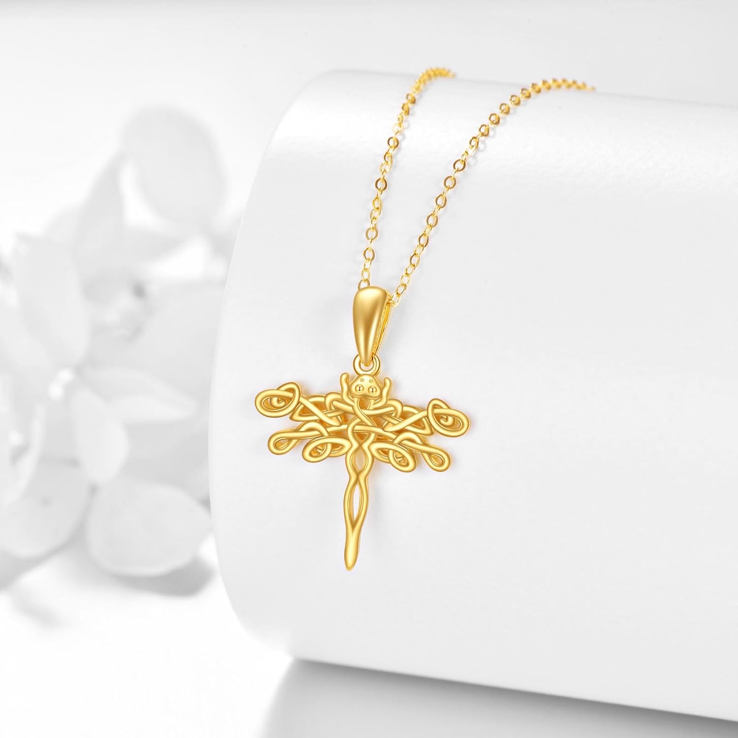 14K Solid Gold Dragonfly Necklace for Women Dragonfly Pendant Animal Lover Jewelry Gifts - Image 3