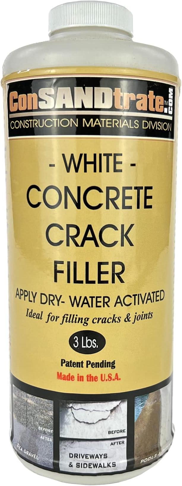 ConSandtrate Concrete Crack Filler White 3 lb. (Single Bottle) for Filling in Concrete