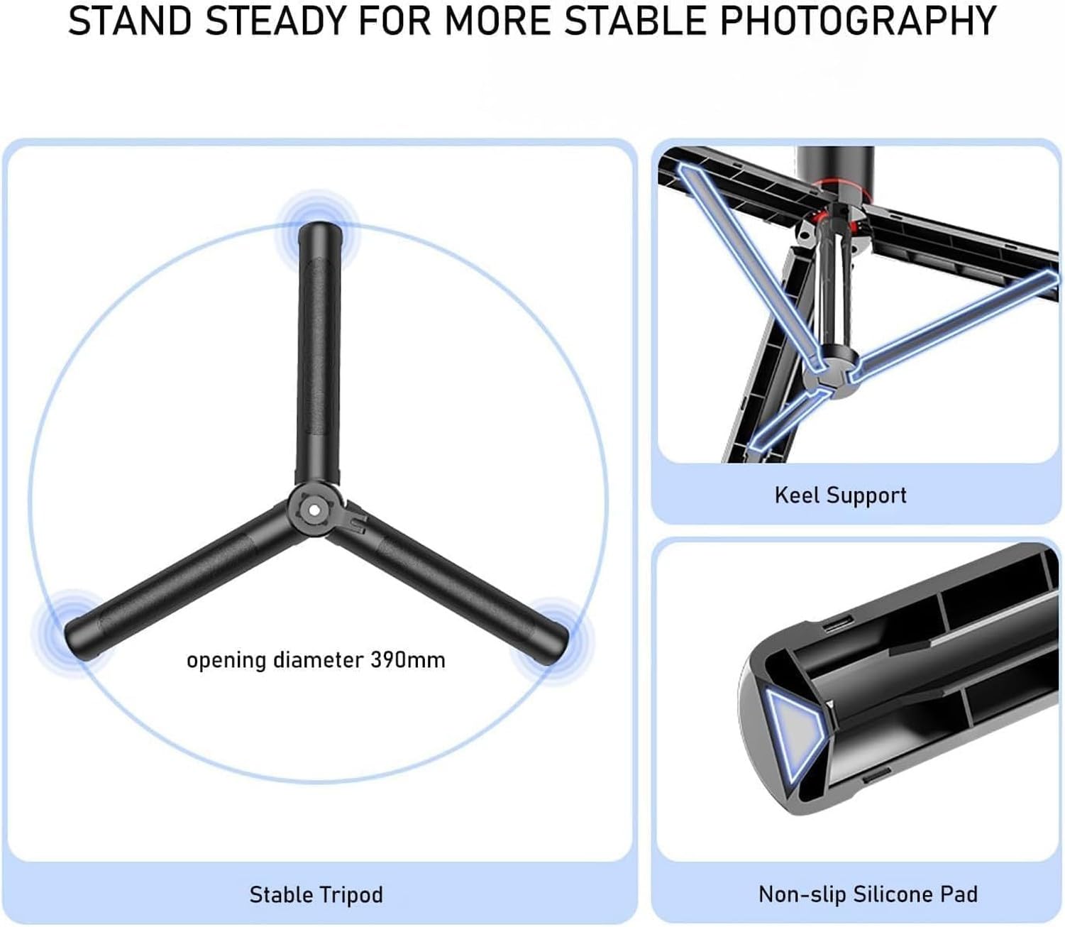 Estabilizador Gimbal 3 Ejes 2 en 1, Soporte para Móvil y Cámara Trípode & Selfie Stick Plegable Anti Vibración 360°, Máxima Estabilidad Compacta para Grabación, Negro
