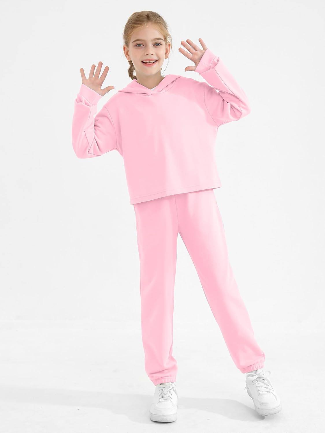 Girls 2-Piece Cotton Outfit Sweatshirts Sweatpants Set Youth Girls Pullover Casual Hooded Tops Pants Tracksuits - Image 6