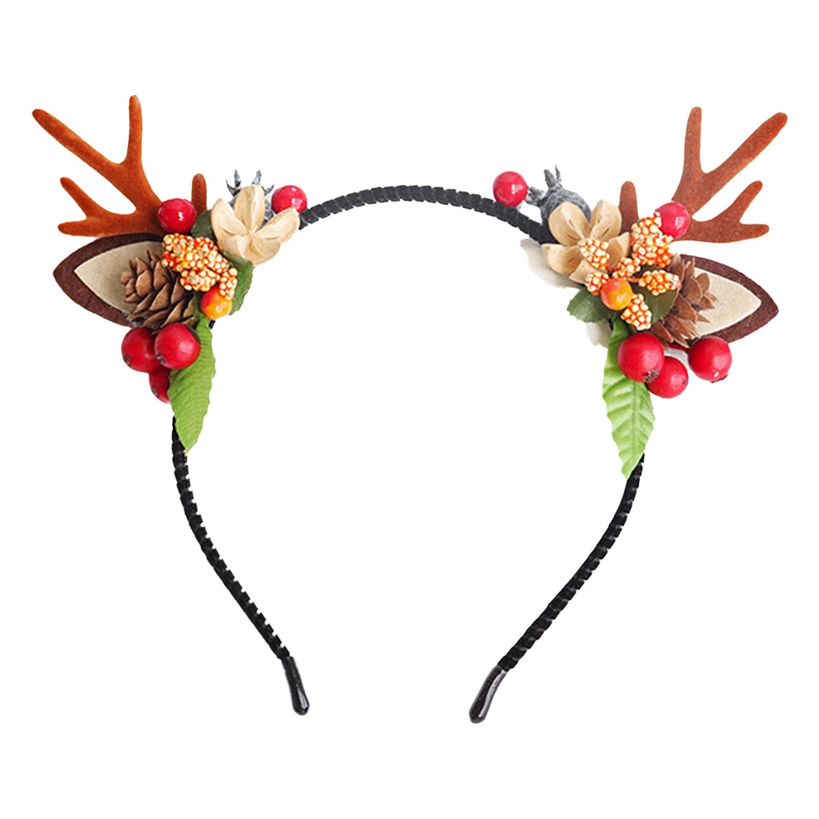 Kerst hoofdbanden rendier gewei hoofdbanden rendier kostuum hoofdbanden bloem kroon rendier hoofdband gewei hoofdband nieuwigheid kerst hoofdbanden kerst haaraccessoires voor vrouwen en meisjes