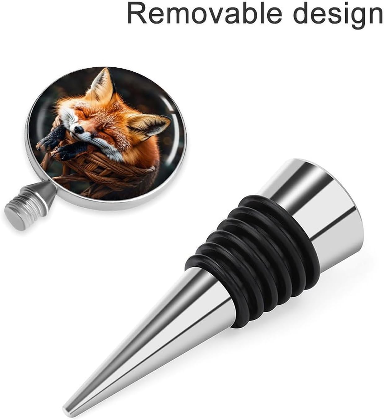 Funny Fox Creature Sleeping Wine Bottle Stopper Reusable Wine Seal Stopper, Decorative Bottle Sealer Keep The Wine Fresh, Is An Ideal Wine Accessory Gift image 4