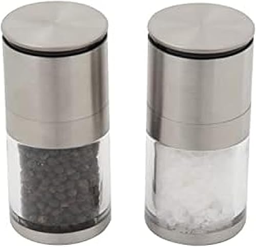 Kamenstein Molinillo magnético de sal y pimienta relleno de especias, juego de 2, acero inoxidable