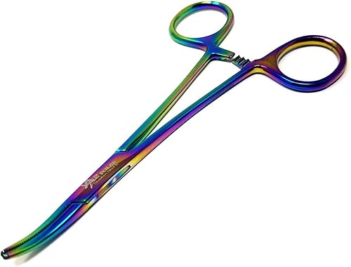 Vista 3 de Pinzas de bloqueo hemostático de 5 pulgadas curvadas con mandíbulas dentadas completas, ideales para sujetar, pescar, bomberos, enfermeras, médicos