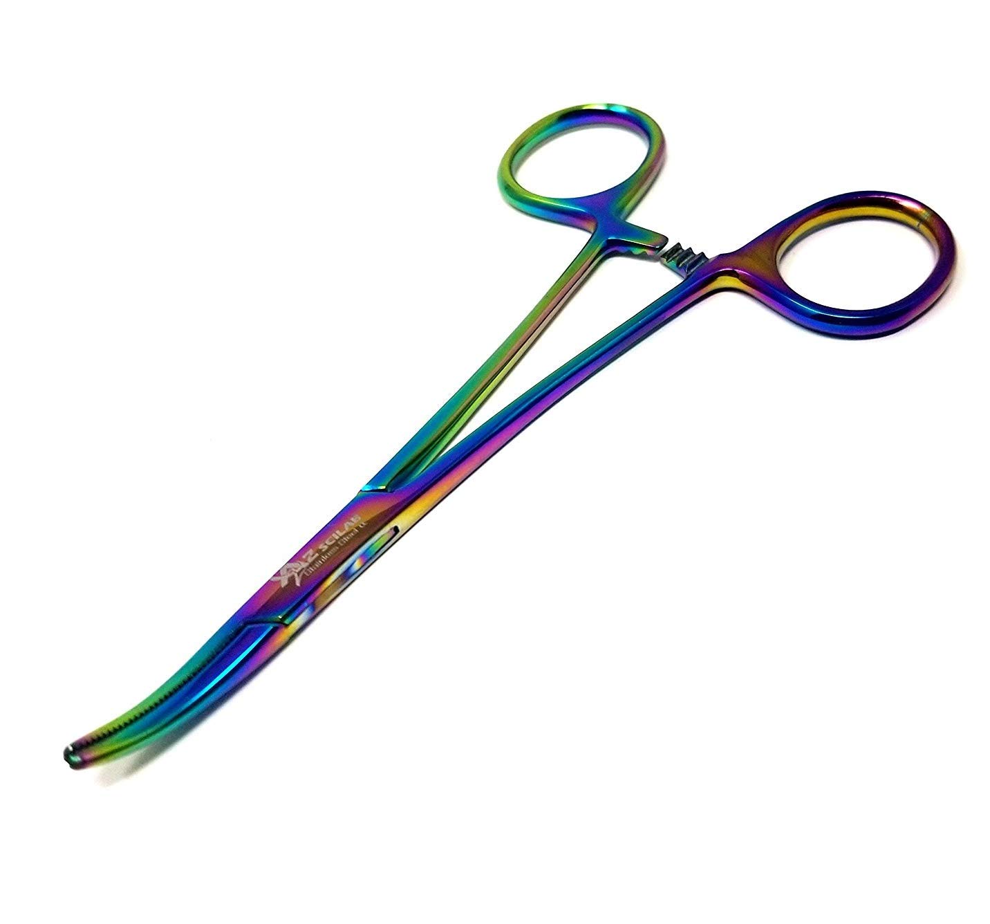 Hemostat Locking Forceps 5" Curved with Full Serrated Jaws Ideal for Clamping, Fishing, Firefighters Nurses Doctors + More (RAINBOW) — Amazon image 3