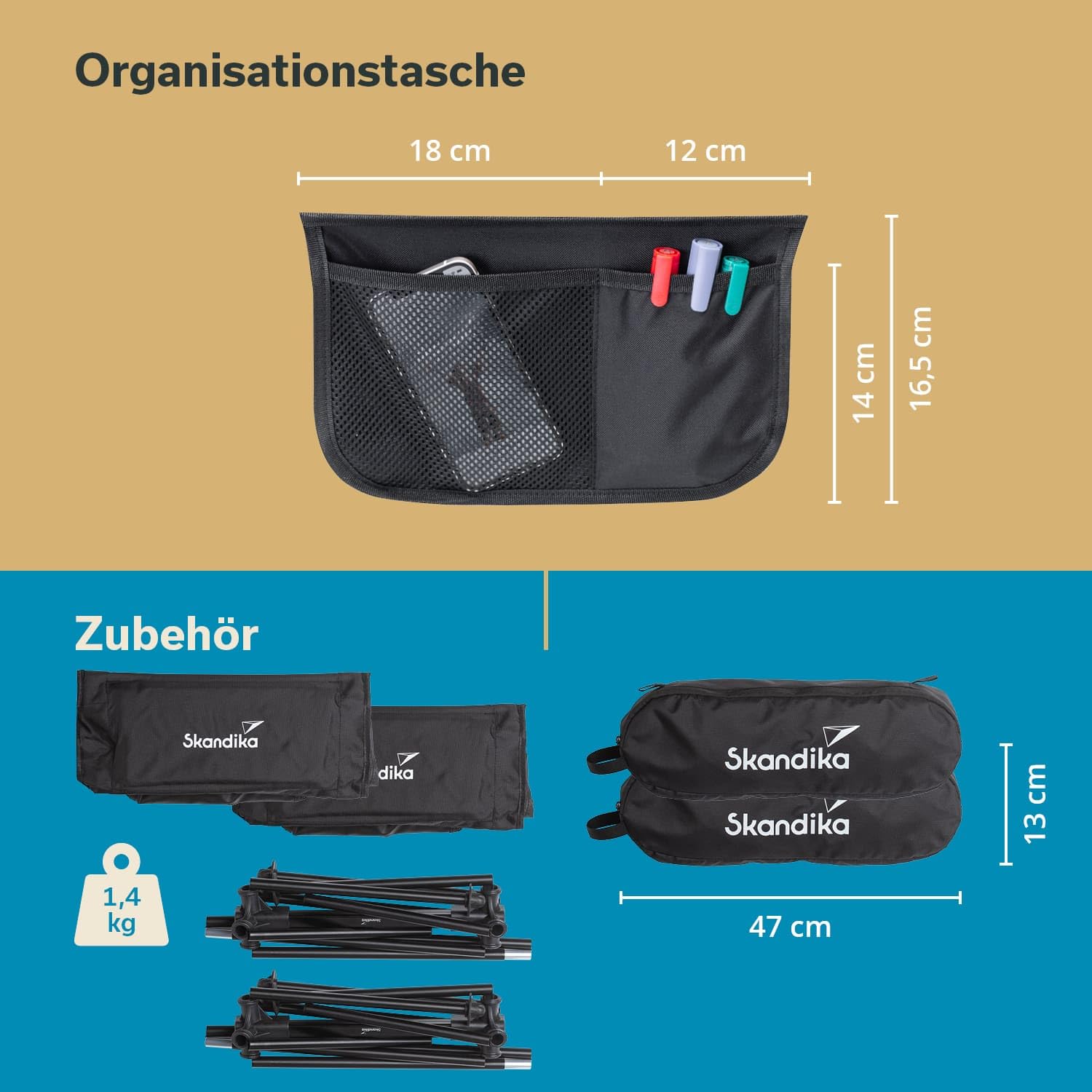 Skandika Krzesło kempingowe, kompaktowe obciążenie do 150 kg, zestaw 2 krzeseł kempingowych, krzesło wędkarskie, małe, składane, małe wymiary po złożeniu, stabilne, lekkie, wygodne tapicerowane, składane krzesło składane (czarne)