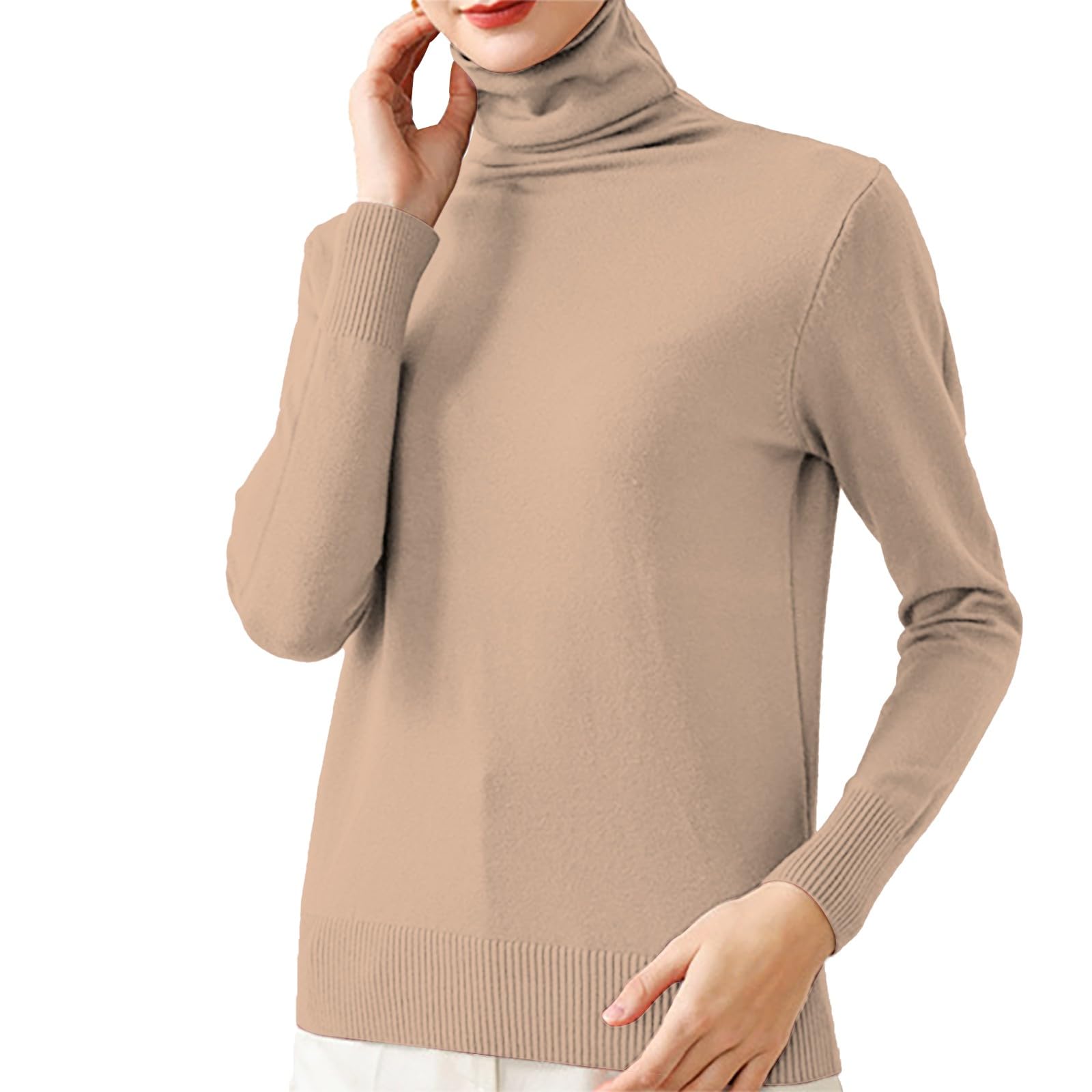 Womens Sweaters Turtleneck Long Sleeve Pullover Trendy Casual Knitted Pullover Warm Cozy Tops Fall Winter Clothes