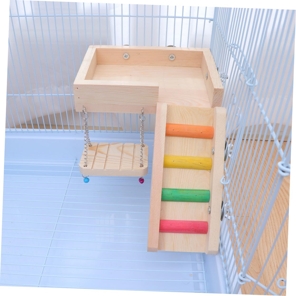 Jouet Échelle en Bois pour Hamster et Oiseau Balançoire, Ensemble 3 Pièces pour Exercice et Équilibre la Cage