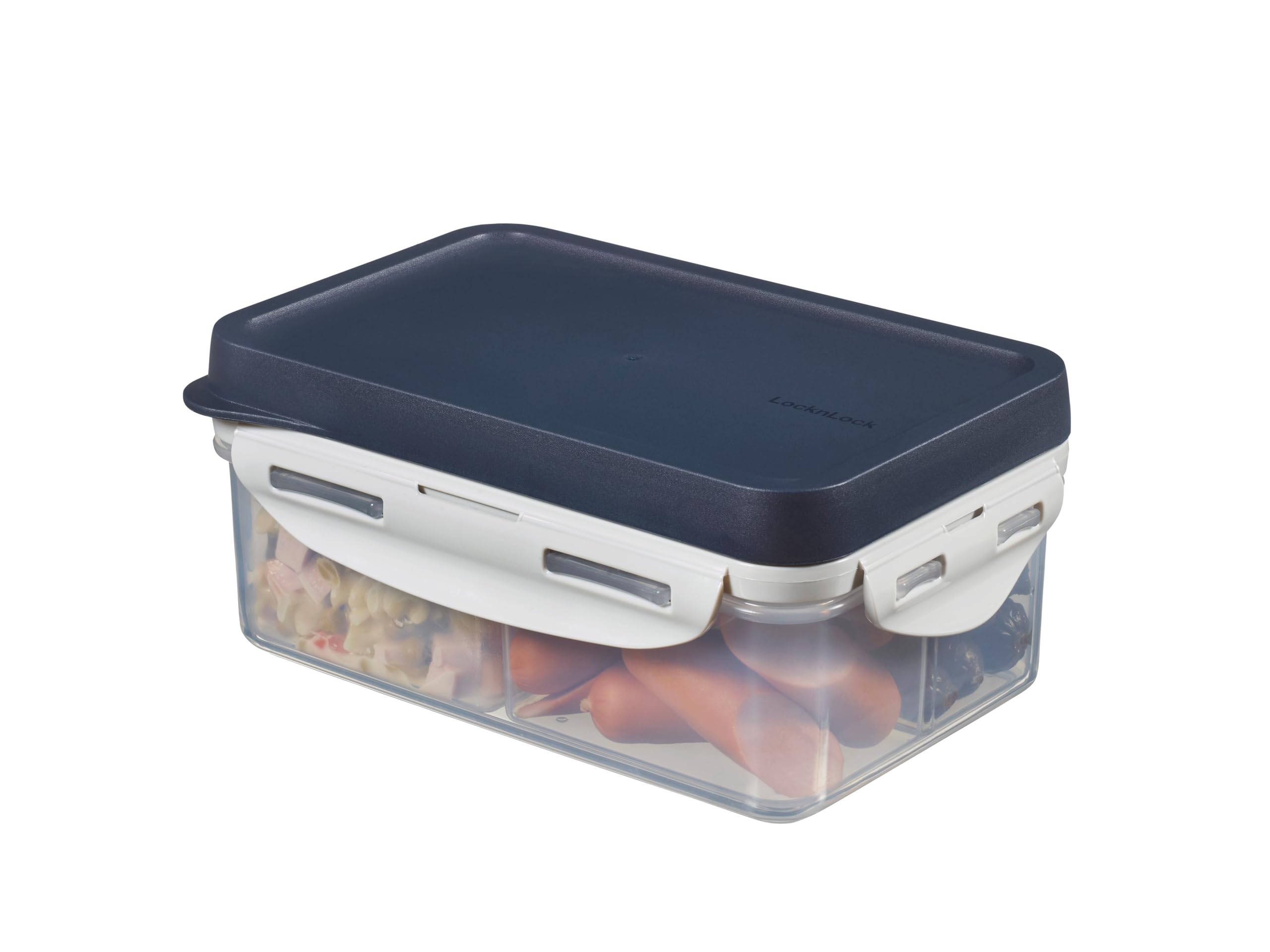 LocknLock TO GO - Contenitore per il pranzo con scomparti e posate, 1,00 l, 207 x 137 x 88 mm, 3 scomparti e posacenere per salsa, 100% aria e impermeabile, adatto per lavastoviglie e microonde, senza