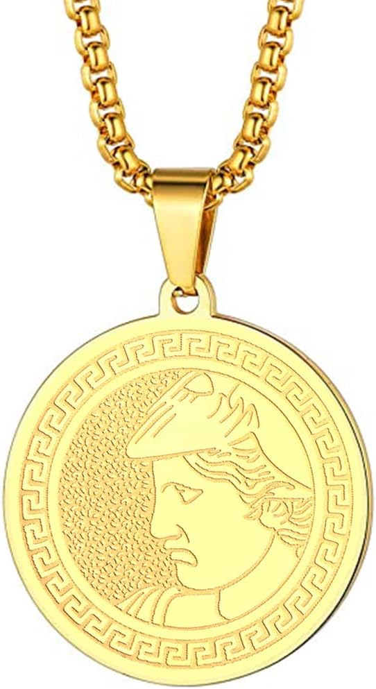 Chengxun Ancient Macedonian King - Alexander Necklace Women Men Greek Mythology Jewelry Ancient Greek Symbol Pagan Pendant Neck Chain Protective Talisman Gifts