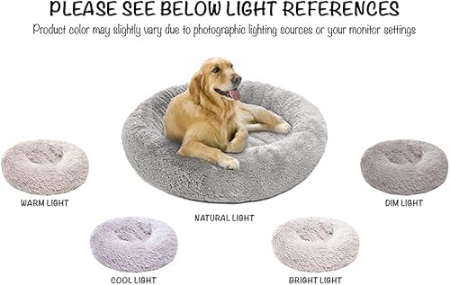 Miniatura 5 de Friends Forever Cama para Perros en Forma de Dona de Piel Sintética Mullida Calmante para Perros Pequeños, Sofá Suave y Afelpado Anti-Ansiedad para