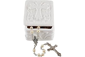 Rectangle White Porcelain Rosary Jewelry Box