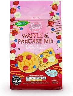 Award-Winning Luxury Waffle & Pancake Mix - just add Water to Make Perfect Belgian Style Waffles and American Buttermilk Pancakes - 1kg Size Perfect for Home Kitchens