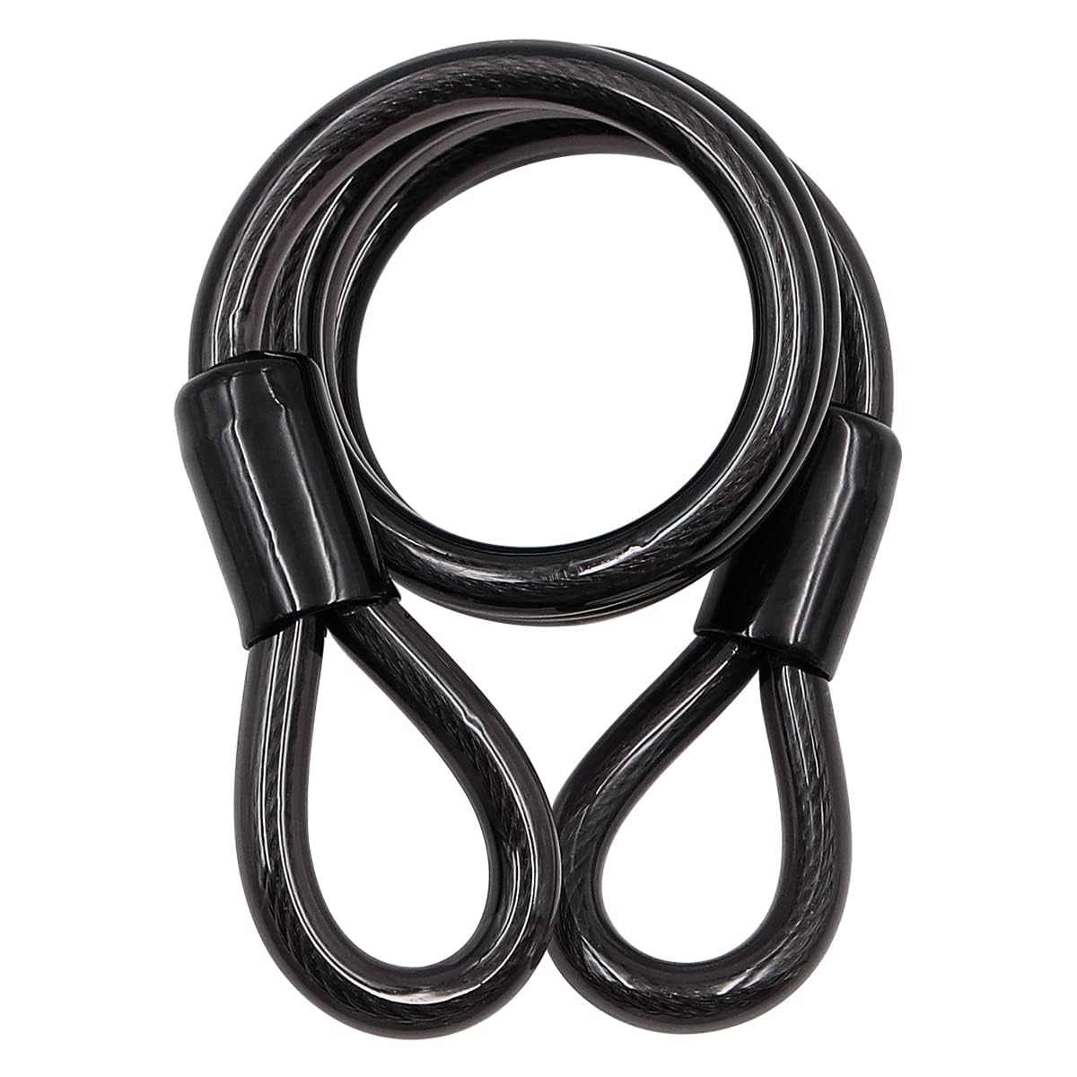 Store2508 Double Loop Vinyl Coated Multi-Stranded Braided Steel Cable with Self Coiling-Black for Bicycle, Door, Luggage, Trolley, 12mm x 120 Cm-image-11