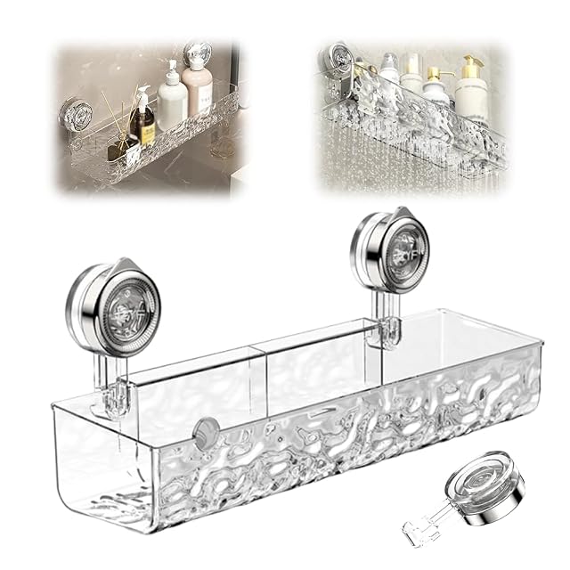 No-Drill Suction Cup Shower Caddy Wall-Mounted Bathroom Storage Shelf Strong Corrugated Suction Cup Organizer for Kitchen Bathroom Waterproof