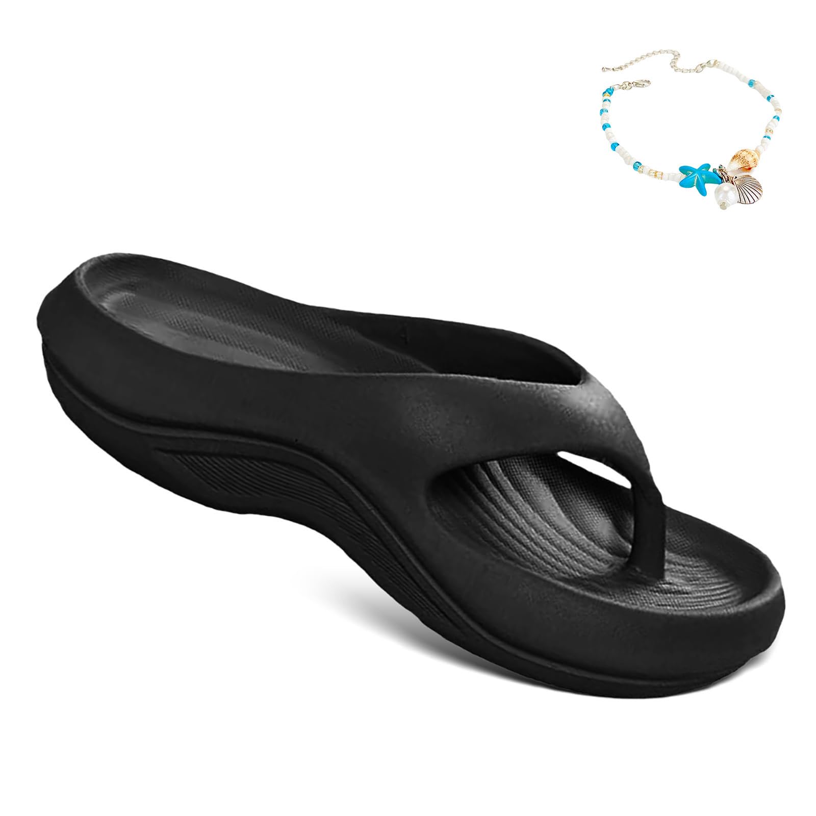 Pillow Arch Support Flip Flops for Women, Arch Support Sandal Recovery Flipflops Orthopedic Slides, Soft Comfort Lightweight