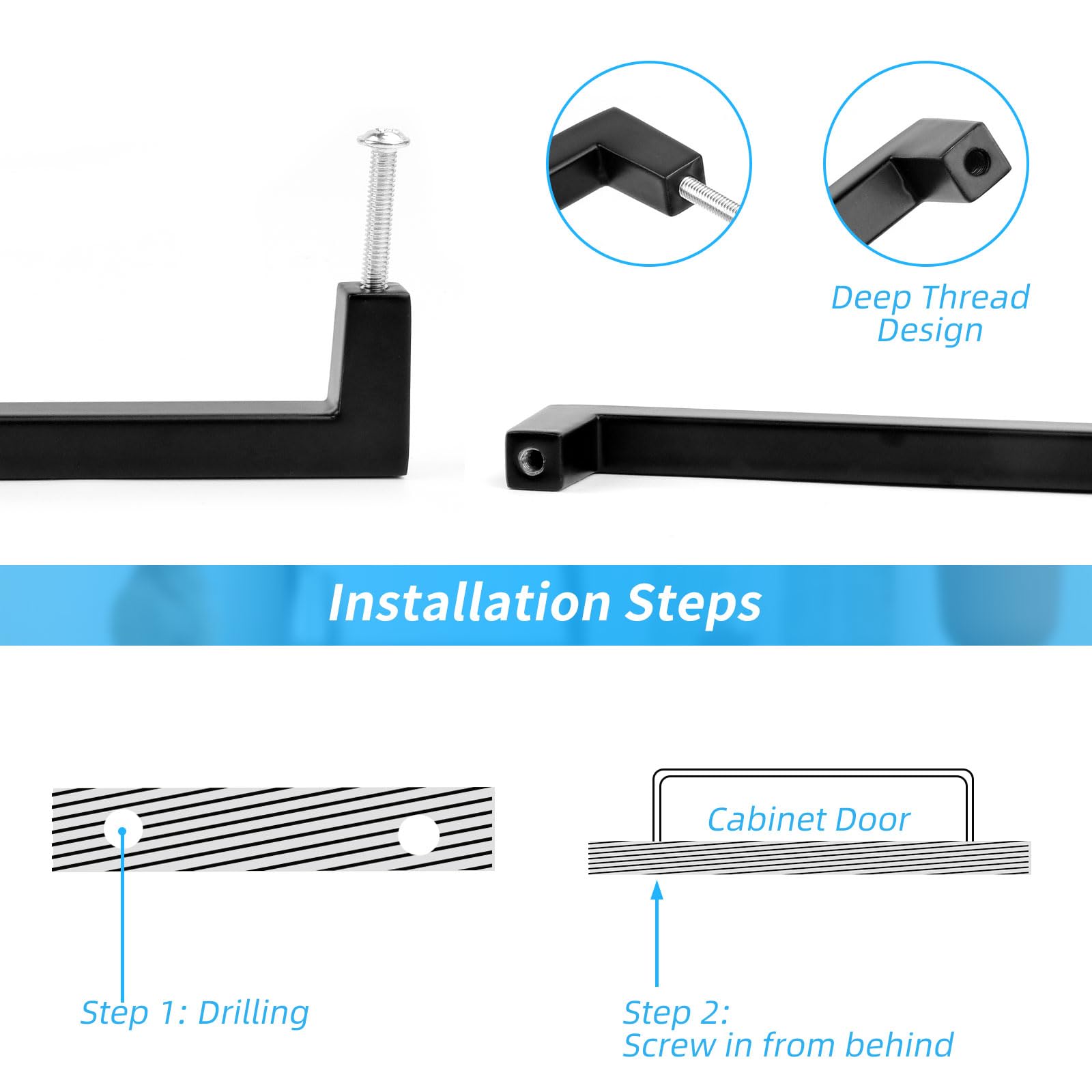 Maniglie Per Mobili Cucina 160mm - 10 Pezzi Con Viti, Design Moderno In Acciaio Inox, Per Armadi E Cassetti - Foto 8
