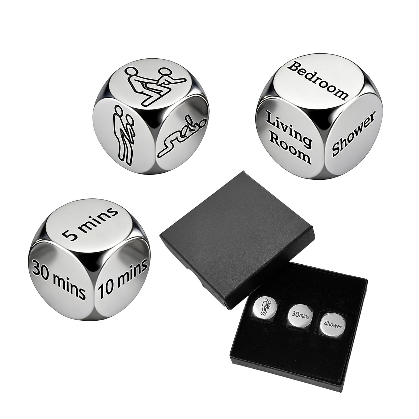 3 Pcs Date Night Dice for Couples, Romantic Decision-Making Dice Game with Fun Prompts for Surprise Adventures, Lightweight Durable Set, Anniversary Valentine’s Day or New Year’s Gift for Him Her