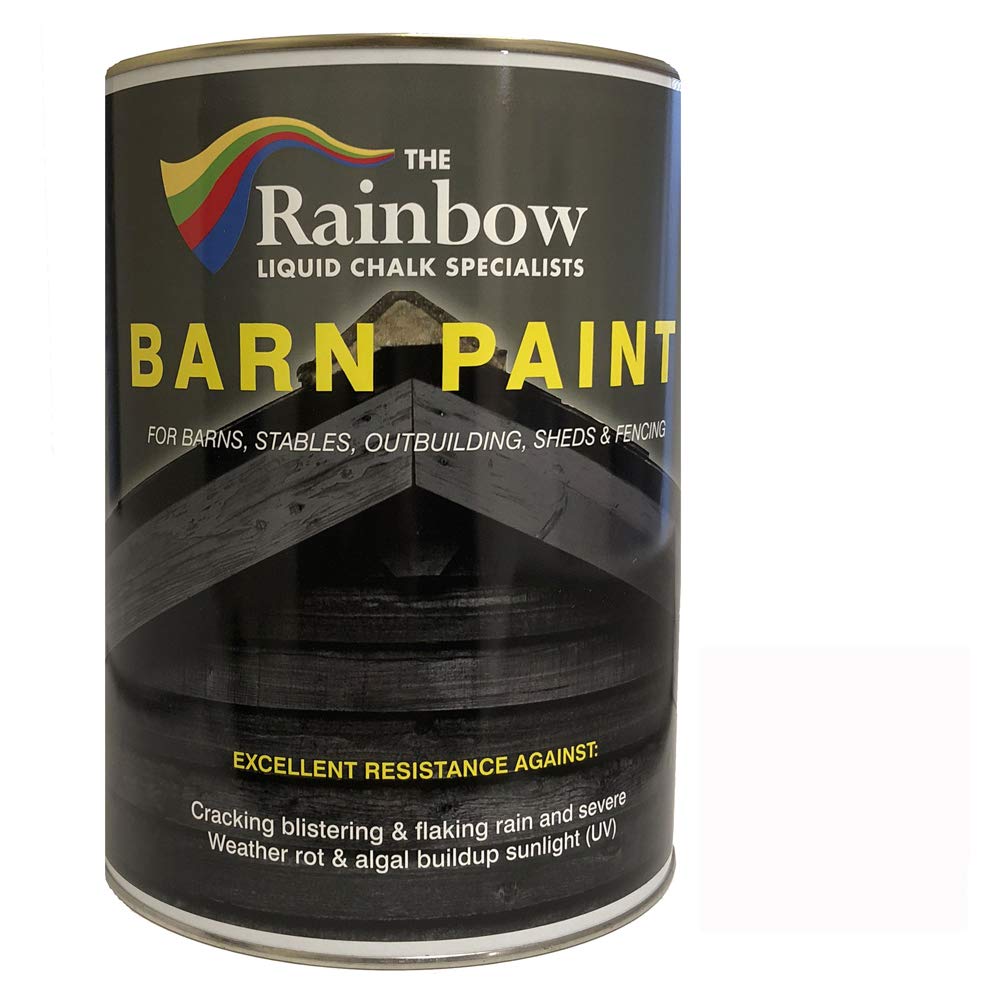 Rainbow Chalk Markers Garden Wood Paint - 5L White | Matte Water-Based Shed, Barn, Exterior Wall & Wooden Building Paint | Durable Acrylic Coating Prevents Mould & Unlikely to Flake, Crack or Fade