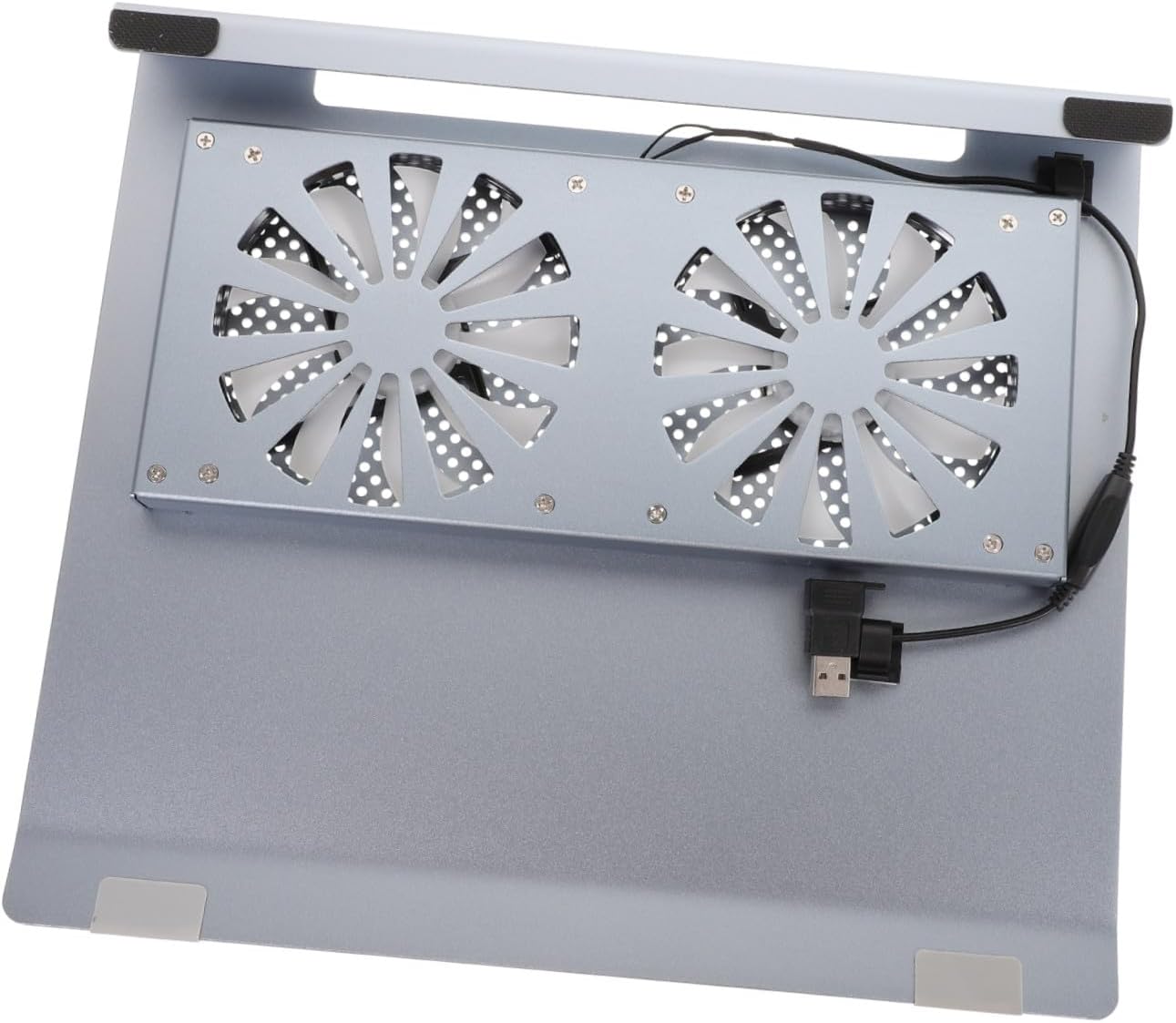 Angoily Aluminum Alloy Laptop Cooler Stand with USB LED Fan, Gaming Notebook Cooling Pad Riser for Portable Ventilated Support, Gray