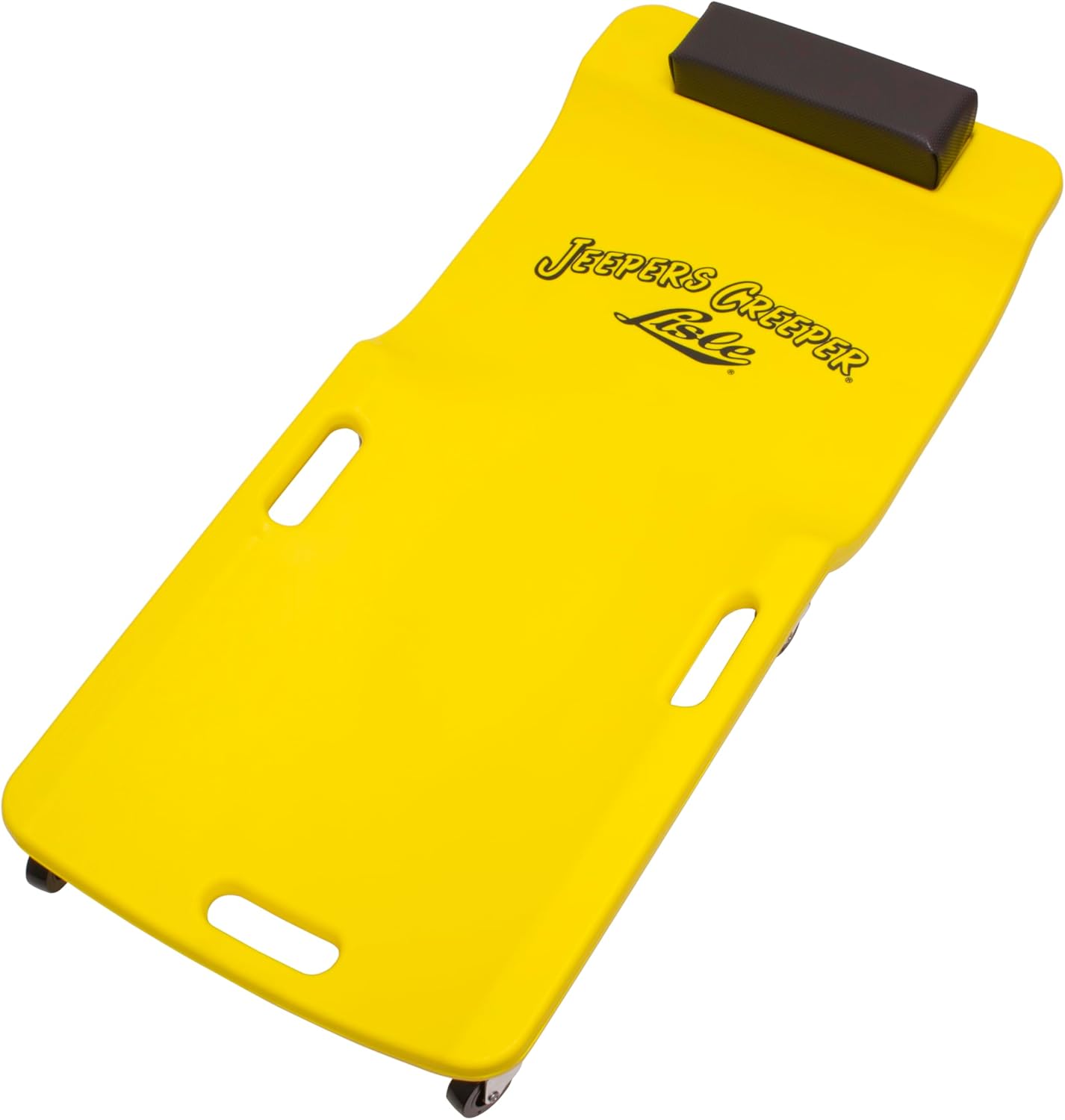 Lisle 93102 Yellow Plastic Creeper - Ergonomic Low Profile Mechanic Creeper, 300 lb Capacity, Durable Urethane Rollers