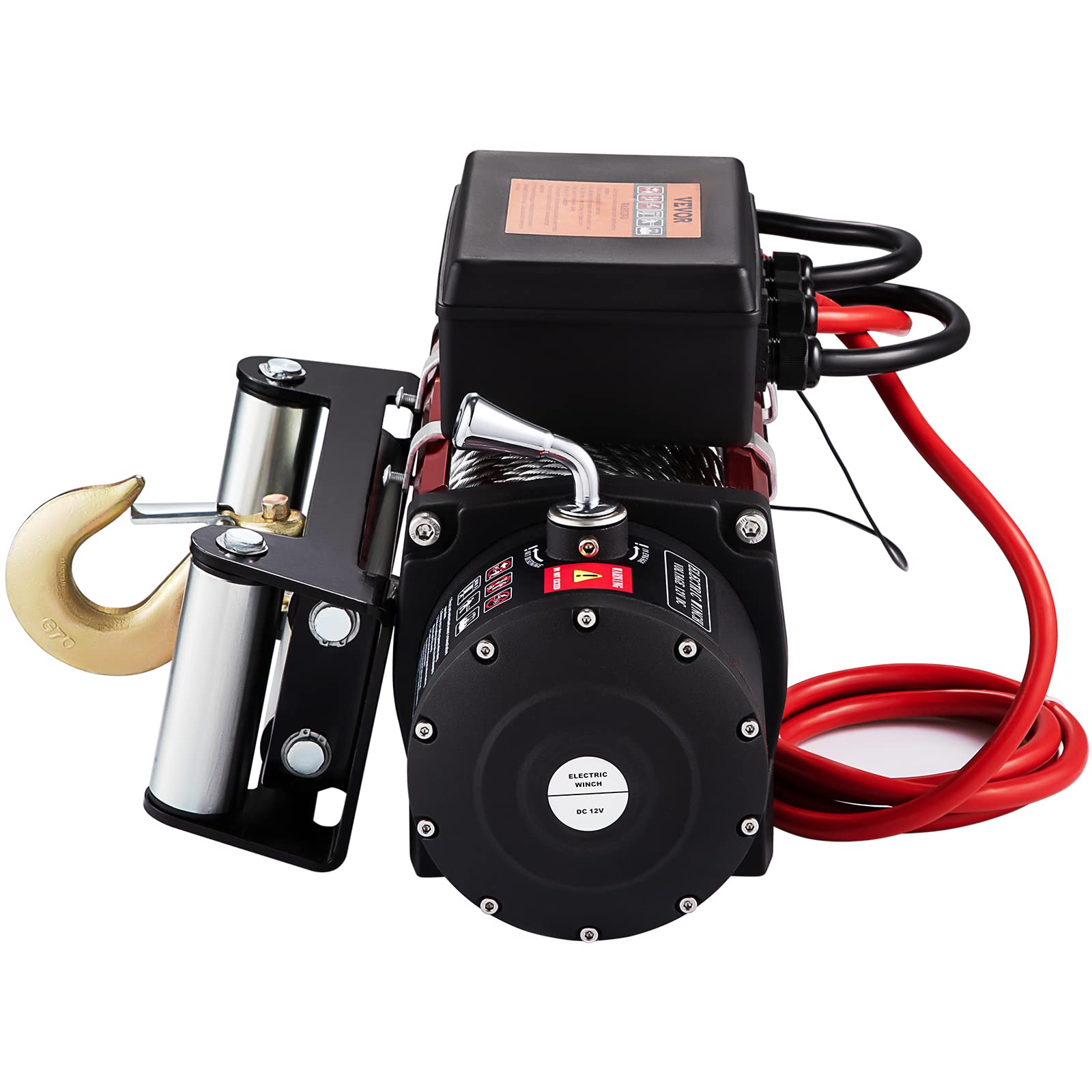 VEVOR Cabestrante Eléctrico 13,500 lbs / 6123.5 kg 12 V, con Cuerda de 24 m, Cabrestante Eléctrico, Polipastos Eléctricos con Control Remoto Inalámbrico (Cuerda de Acero Avanzada)