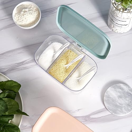 Miniatura 6 de AKOAK 1 paquete creativo de tres compartimentos para condimentos de plástico botella de condimentos para el hogar multi-compartimento con cubierta