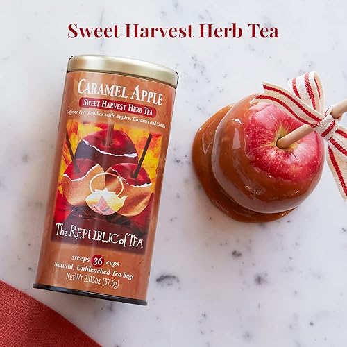 Miniatura 3 de The Republic of Tea Tés de manzana de otoño de edición limitada - Paquete de té de hierbas de manzana caliente y manzana con caramelo - 36 bolsas de