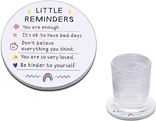 Mental Health Gifts for Women Men Little Reminders Positive Quote Coasters for Drinks Teen Boy Girl Stocking Stuffer Positive Affirmation Back to School First Day of School Gift