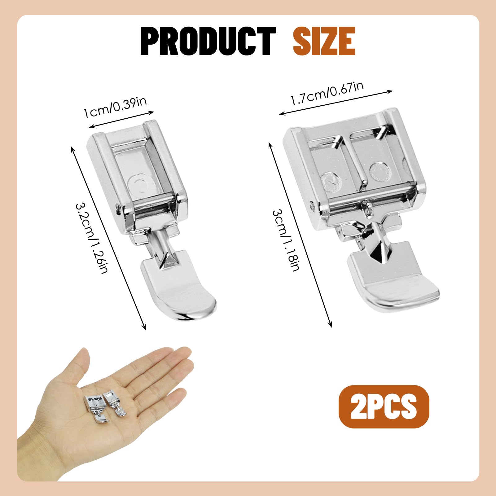 Set 5 Piedini Per Macchina Da Cucire – Piedino Per Cerniere E Cucito – Compatibile Brother, Singer, Janome – Acciaio Inox