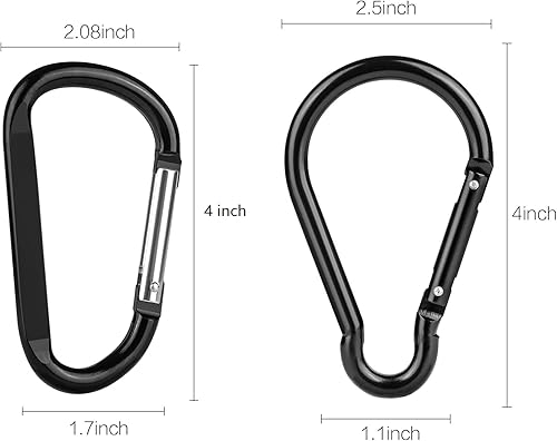 Miniatura 5 de Mosquetón Caribeaner, mosquetón extra grande de aluminio de 4" con gancho de llavero, clip de llavero con resorte